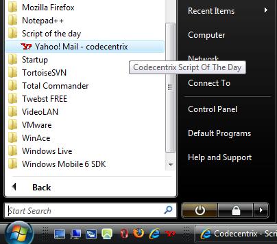 Start/Programs menu shortcut